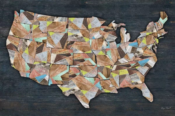 Kids Map Art: USA Geometry States Map by Diego Tirigall