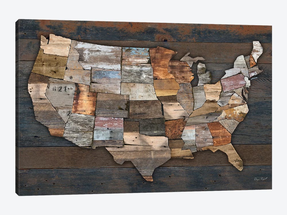 USA States Map II by Diego Tirigall 1-piece Canvas Artwork