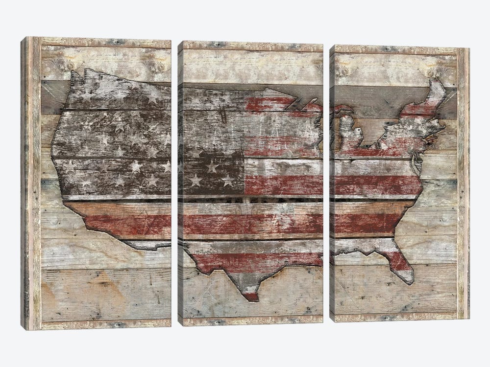 USA Map Fight by Diego Tirigall 3-piece Art Print