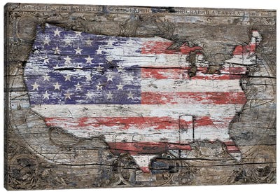 USA Map I Carry Your Heart With Me Canvas Art Print - USA Maps