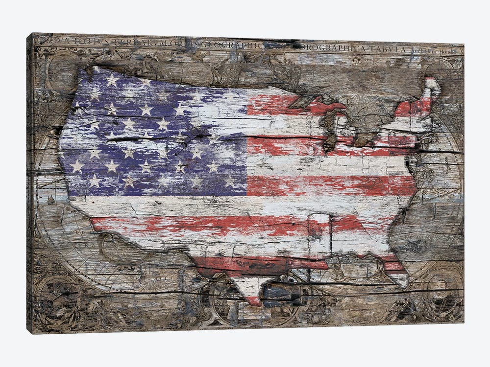 USA Map I Carry Your Heart With Me by Diego Tirigall 1-piece Canvas Print