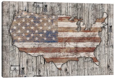 USA Map Life Canvas Art Print - American Flag Art