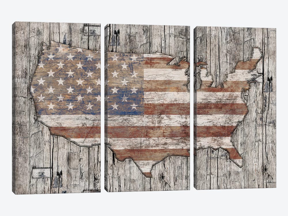 USA Map Life by Diego Tirigall 3-piece Canvas Art