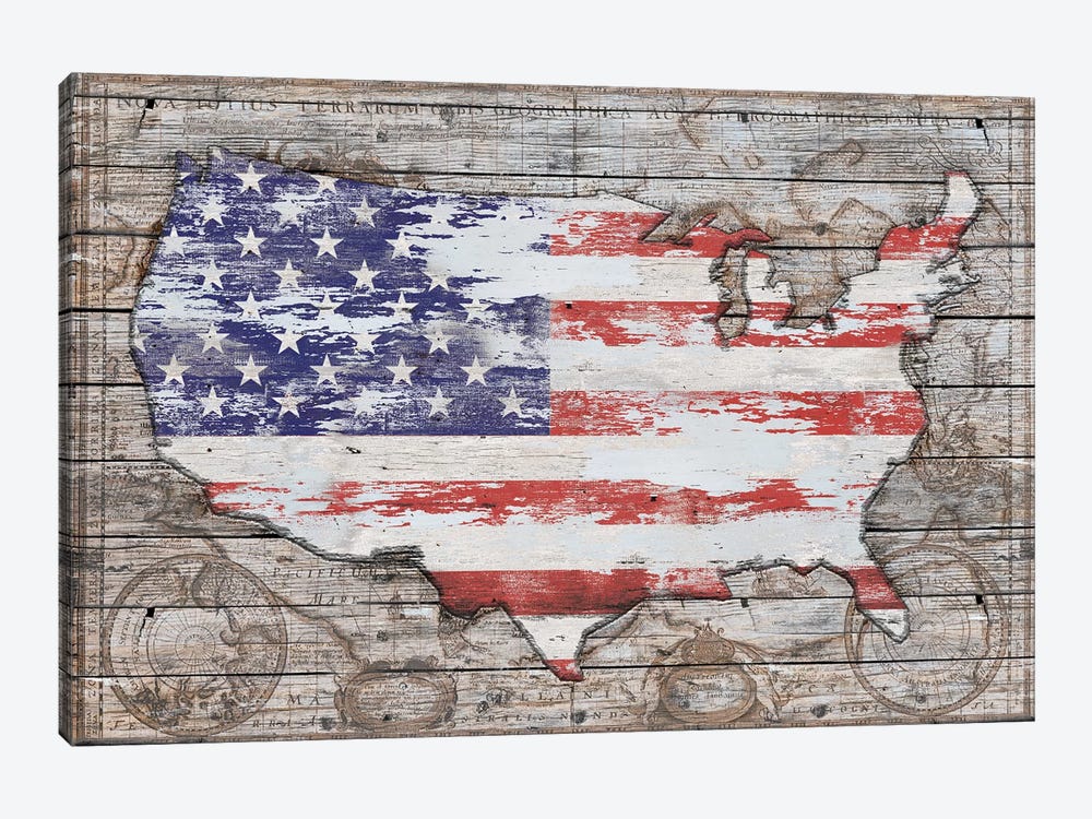 USA Map Old America by Diego Tirigall 1-piece Canvas Art Print
