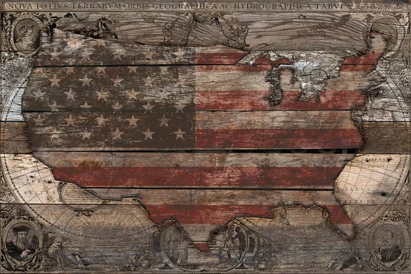 Diego Tirigall: USA Map Old Country by Diego Tirigall