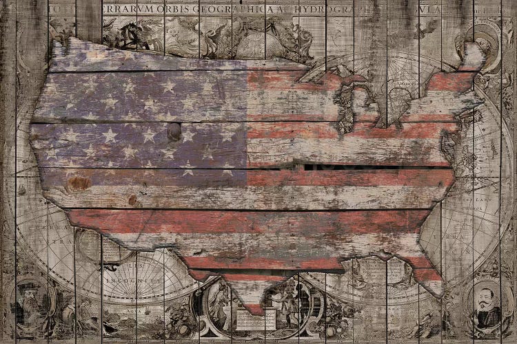 USA Map Old Times by Diego Tirigall wall art