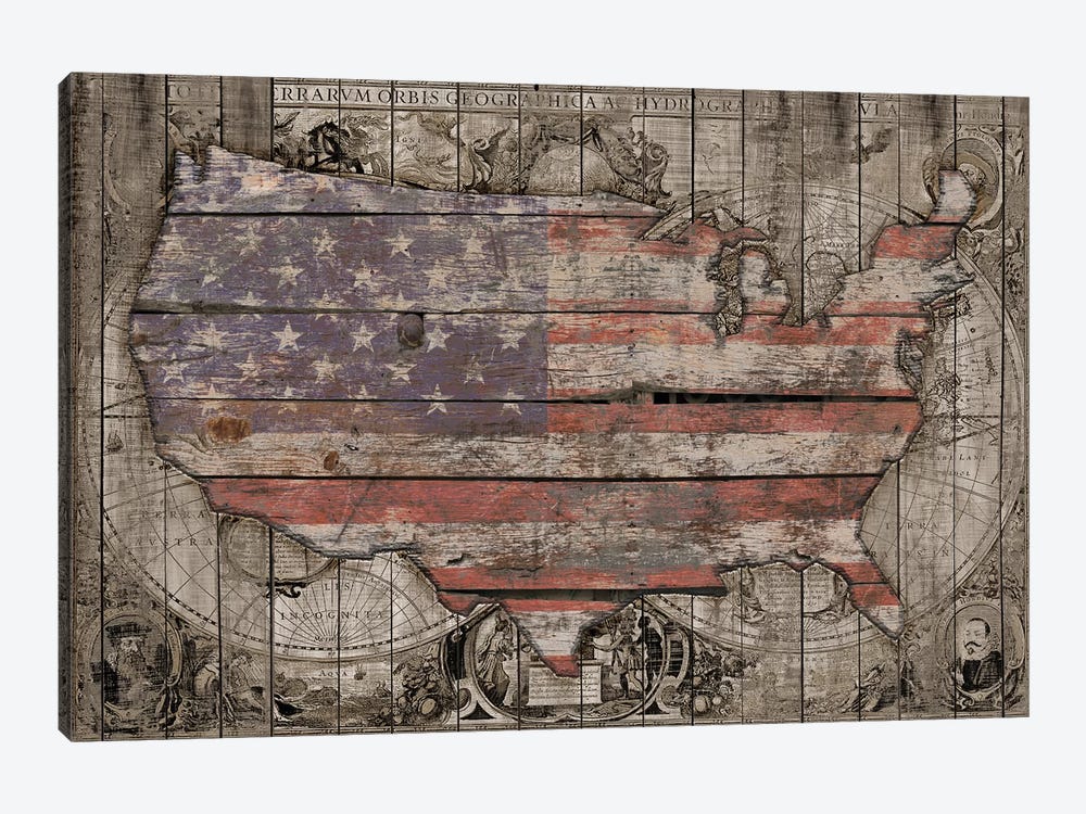 USA Map Old Times by Diego Tirigall 1-piece Art Print