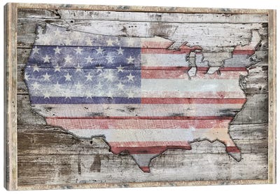 USA Map Redemption Canvas Art Print - Flag Art