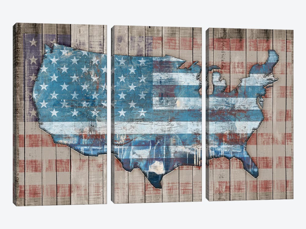 USA Map Sky by Diego Tirigall 3-piece Canvas Print