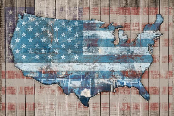 American Décor: USA Map Sky by Diego Tirigall