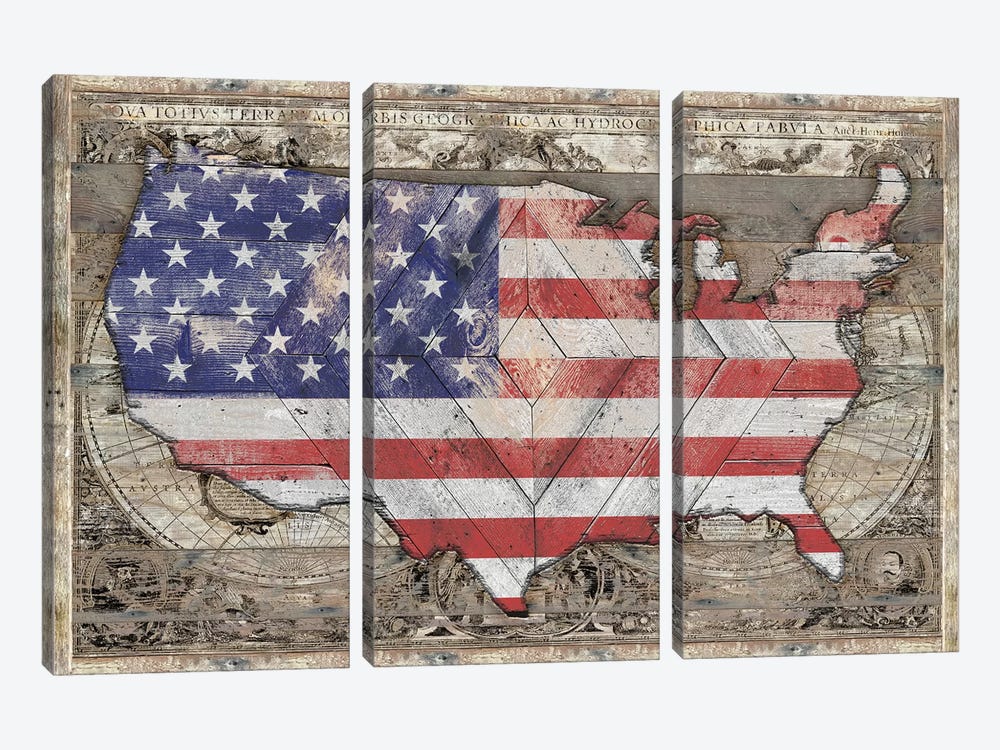 USA Map Union by Diego Tirigall 3-piece Art Print