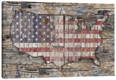 USA Map Western North America Canvas Art Print - American Décor