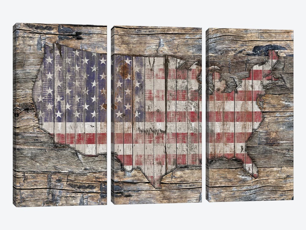 USA Map Western North America by Diego Tirigall 3-piece Canvas Print