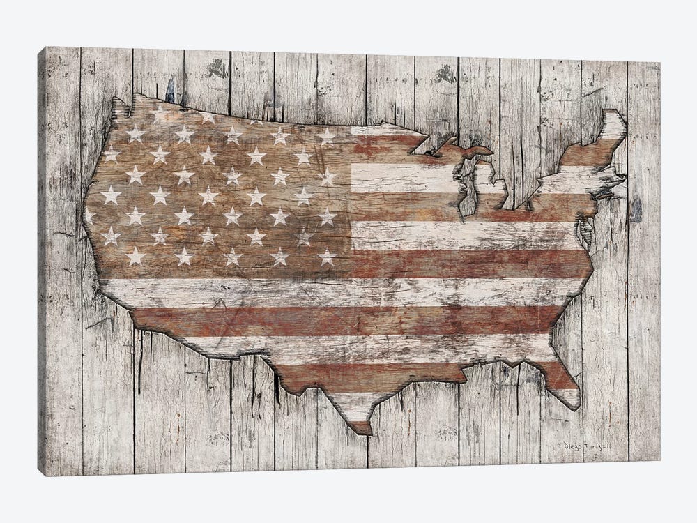 USA Map White by Diego Tirigall 1-piece Canvas Art