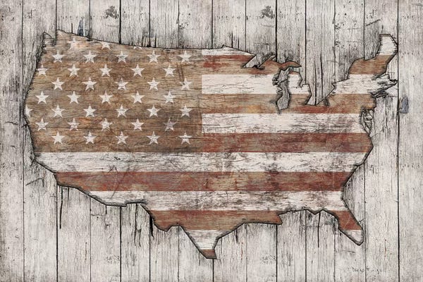 American Décor: USA Map White by Diego Tirigall