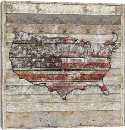 USA Map Fight - Square Canvas Art Print - Flag Art