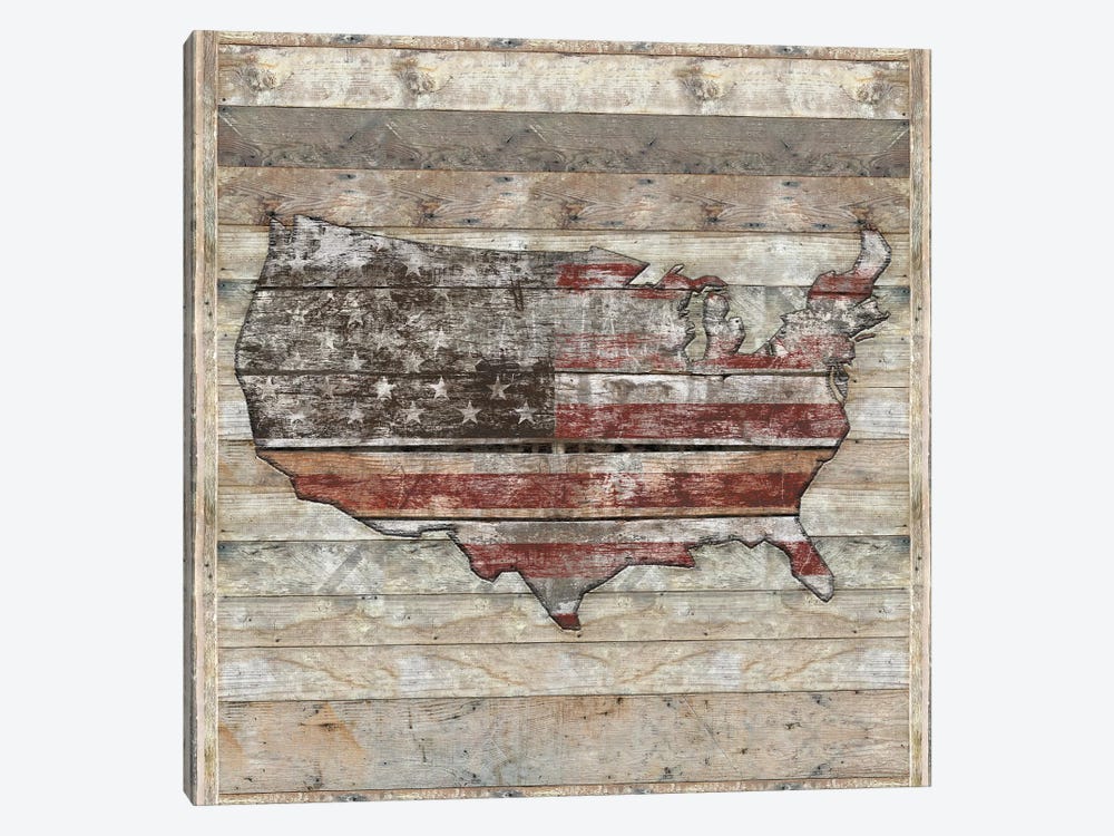 USA Map Fight - Square by Diego Tirigall 1-piece Canvas Art Print