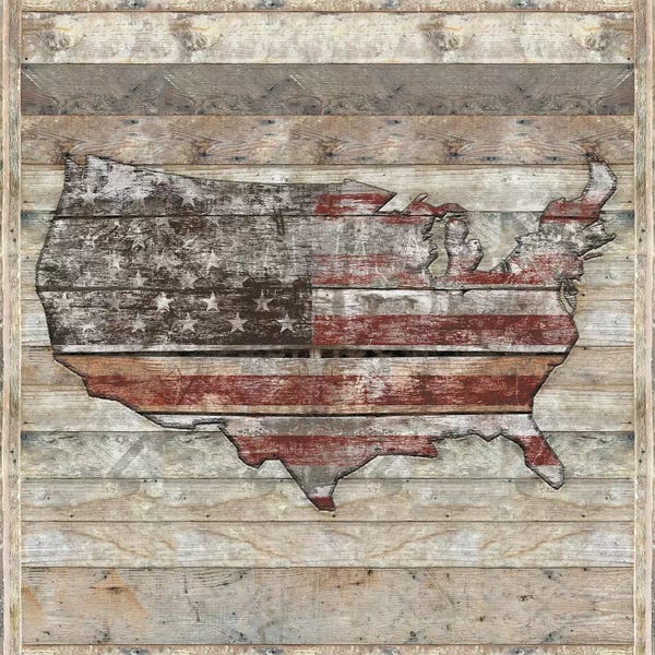 American Décor: USA Map Fight - Square by Diego Tirigall