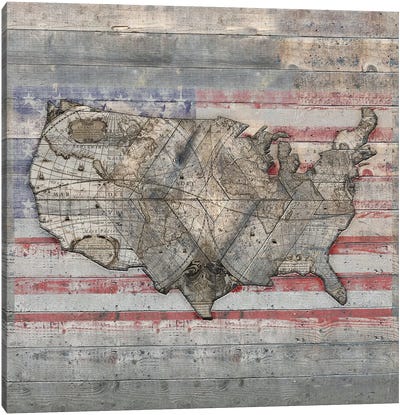 USA Map Forever - Square Canvas Art Print - Flag Art