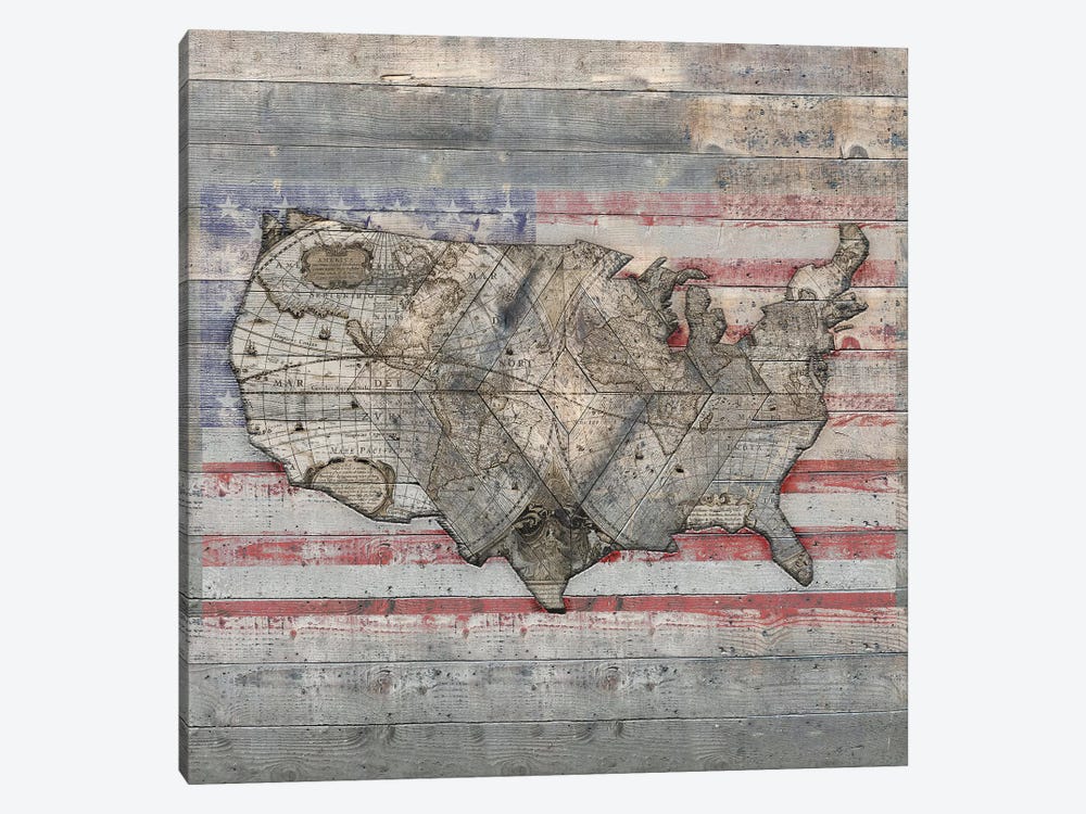 USA Map Forever - Square by Diego Tirigall 1-piece Canvas Wall Art