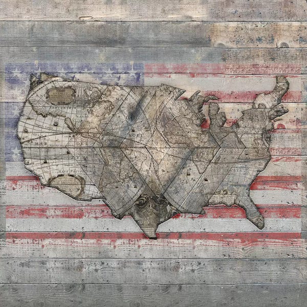 American Décor: USA Map Forever - Square by Diego Tirigall