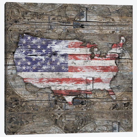USA Map I Carry Your Heart With Me - Square Canvas Print #MXS262} by Diego Tirigall Canvas Print