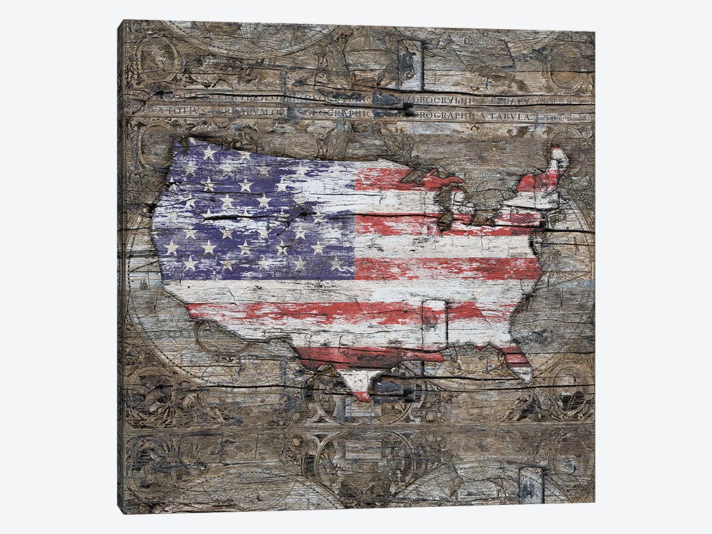 USA Map I Carry Your Heart With Me - Square by Diego Tirigall 1-piece Canvas Art