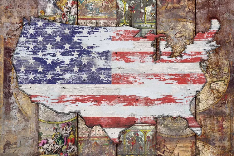 USA Map Flag by Diego Tirigall wall art