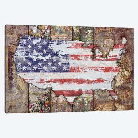 USA Map Flag Canvas Print #MXS265} by Diego Tirigall Canvas Wall Art
