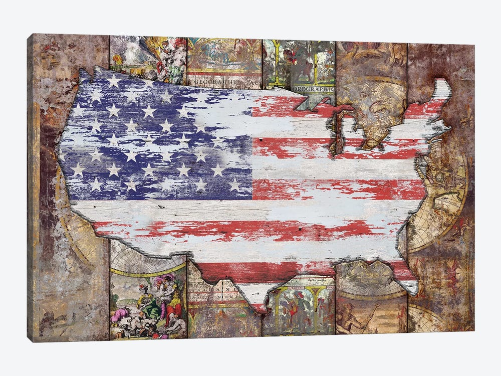 USA Map Flag by Diego Tirigall 1-piece Art Print