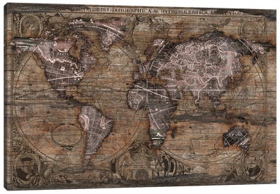 Vintage Art World Map Canvas Art Print - Large Map Art