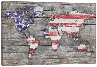 American World Canvas Art Print - World Map Art