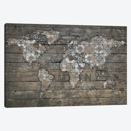 World Map Rustic Pattern Canvas Print #MXS268} by Diego Tirigall Canvas Art Print