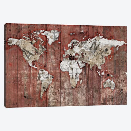 Red World Map Canvas Print #MXS269} by Diego Tirigall Canvas Art Print