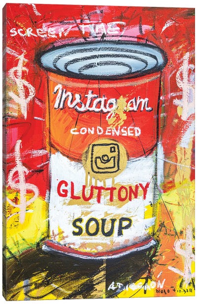 Gluttony Soup Preserves Canvas Art Print - Funny Typography Art