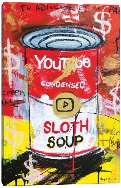 Sloth Soup Preserves Canvas Art Print - Campbell's Soup Can Reimagined