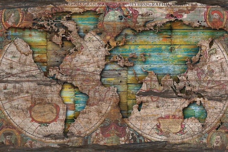 Shabby Chic Old Map In The Clouds by Diego Tirigall wall art