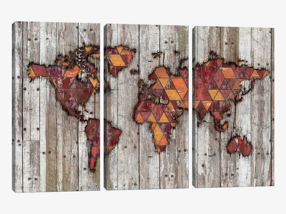 Abstract Natural Skin World Map by Diego Tirigall 3-piece Canvas Artwork