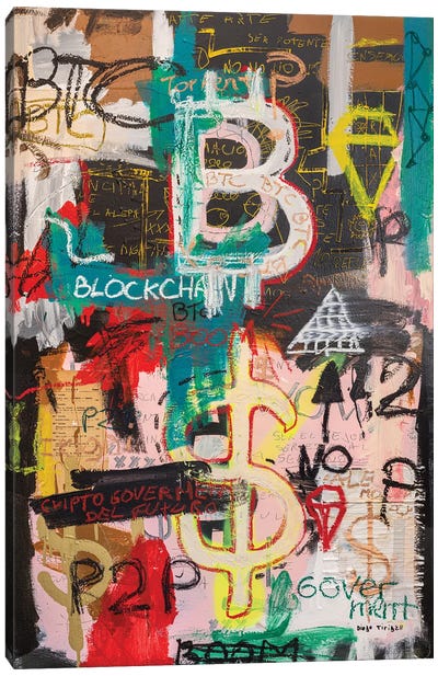 Bitcoin And Blockchain Boom Canvas Art Print - Diego Tirigall