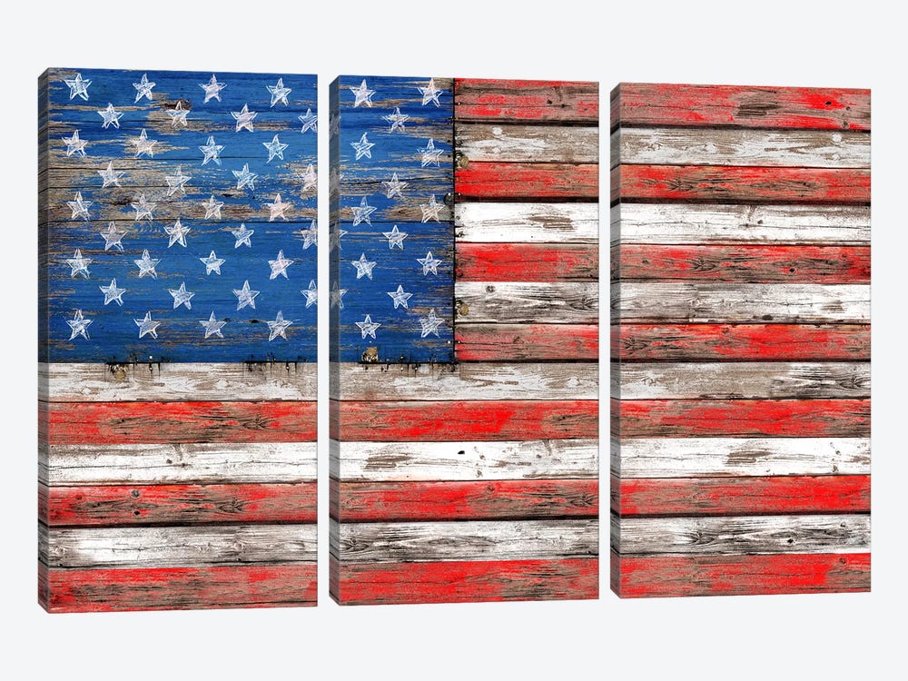 USA Vintage Wood by Diego Tirigall 3-piece Canvas Wall Art