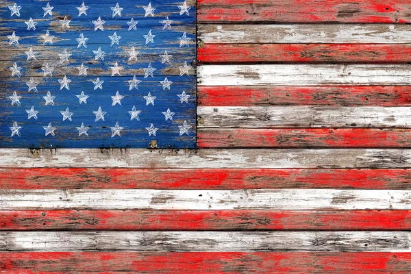 Large Art for Kitchen - Canvas Prints: USA Vintage Wood by Diego Tirigall