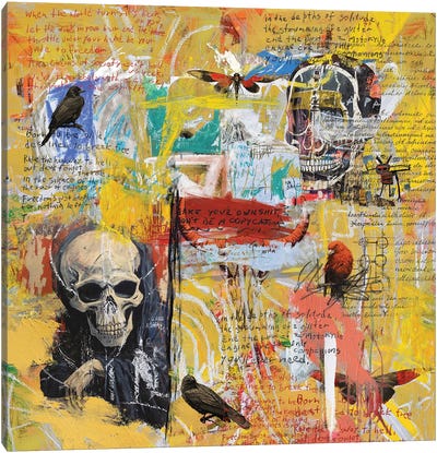 Skeletal Reverie Canvas Art Print - Yellow Art