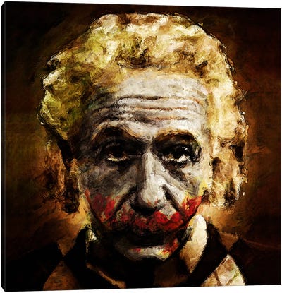 Einstein The Joker (Relatively Funny) Canvas Art Print - Diego Tirigall