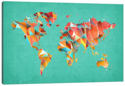 Geometric Map #3 Canvas Art Print - Pop World Tour