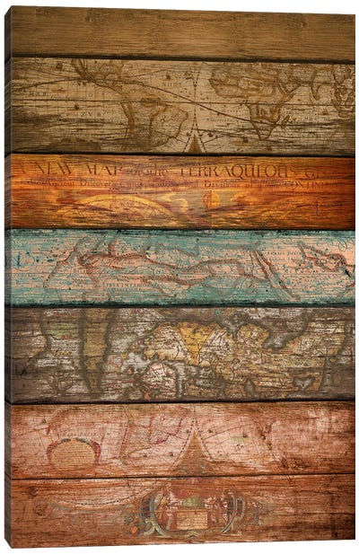 Mapas Canvas Art Print - Wood Walls