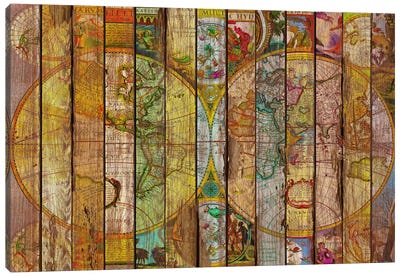Around the World in Thirteen Maps Canvas Art Print - Mixed Media Art