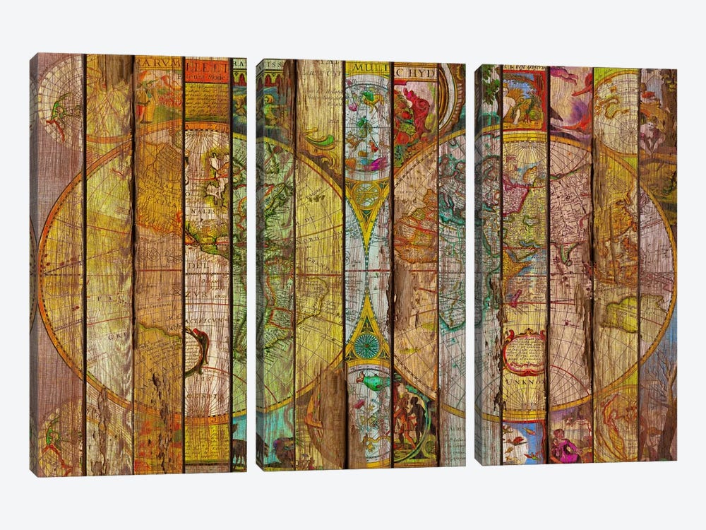 Around the World in Thirteen Maps by Diego Tirigall 3-piece Canvas Art Print