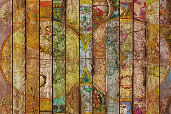 Large Map Art - Canvas Prints: Around the World in Thirteen Maps by Diego Tirigall