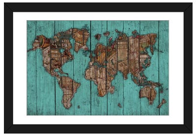 Wood Map #2 Paper Art Print - Maps
