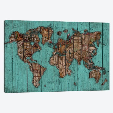 Wood Map #2 Canvas Print #MXS93} by Diego Tirigall Canvas Art